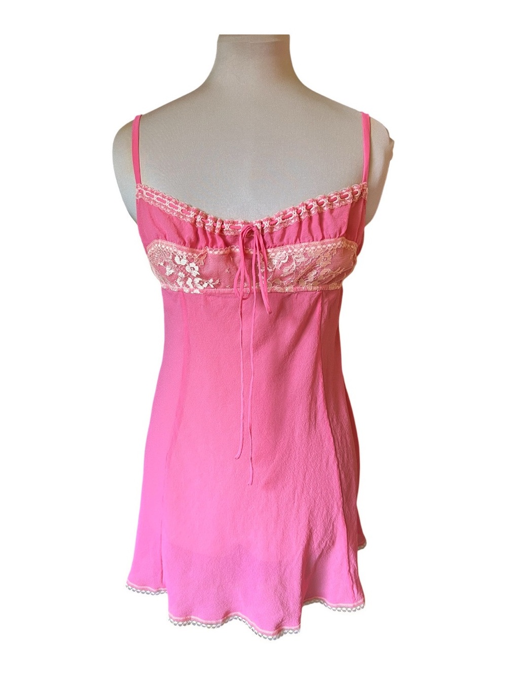 Y2k Vintage Victoria's Secret Pink Lemonade Silk Milkmaid Babydoll Size M - Picture 5 of 15
